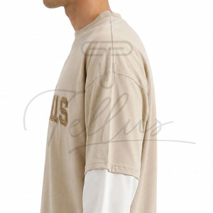 <b>Top</b> Selling Custom Men's Sporty Front Logo Quick Dry Breathable Cotton Blend Double <b>Layer</b> Long Sleeve Tee Shirts OEM - Product Image 5