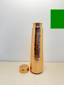 Premium Hand-Hammered Pure Copper Water Bottle Mirror Polished Drinkware Copper Flask Tapered Sports Bottle with Flush Cap - Product Image 2