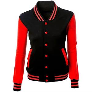 High Street Style Good Quality Embroidery Letter Customized Cropped Varsity <b>Jacket</b> Women Varsity <b>Jacket</b> with Leather Sleeve - Product Image 1