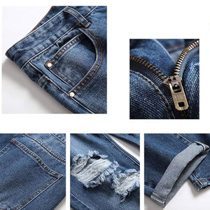 High Street Wind soft best Embroidered <b>Jeans</b> <b>Men's</b> Ripped Elastic Slim Legs <b>Men</b> Denim <b>Jeans</b> Casual wear <b>Men's</b> Distressed Trouser - Product Image 5