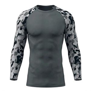 Camiseta de Compresión de Manga Larga con Camuflaje para Hombre, Personalizada, para MMA, Gris, Táctica, para BJJ, Grappling, Transpirable, para Entrenamiento de Combate - Product Image 1