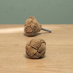 <b>Rustic</b> Jute Rope Woven Cabinet Knob Round Handle for Drawer <b>Wardrobe</b> Kitchen Bathroom Use Durable Home Office Furniture Decor - Product Image 1