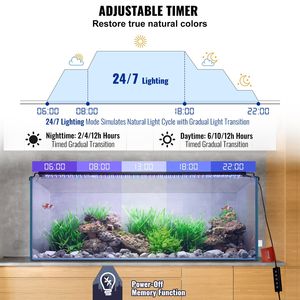 Lumière d'aquarium à spectre complet 48W 24/7 mode naturel minuterie réglable 5 niveaux de luminosité coque en alliage d'aluminium supports extensibles - Product Image 4