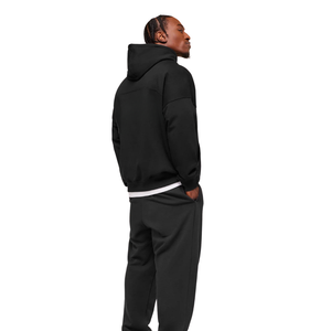 Mens Oversized <b>Black</b> Hoodie Heavyweight <b>Fleece</b> Pullover Sweatshirt Relaxed Fit Casual Streetwear Style - Product Image 4