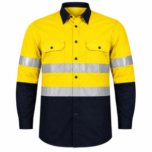 Chemise de travail pour homme de haute qualité, bandes réfléchissantes haute visibilité, boutons sur le devant, poches utilitaires, vêtements de travail réfléchissants personnalisés - Product Image 1