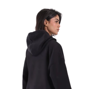 Sudadera con Capucha Negra Oversize Personalizada con Logo para Mujer, de Forro Polar Grueso, Estilo Pullover con Hombros Caídos, Ropa Urbana al por Mayor - Product Image 3
