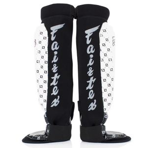 Protections de tibia Fairtex SP6 en néoprène léger pour MMA - Ajustement universel Blanc-Noir - Product Image 2