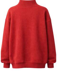 Sudadera de cuello alto para mujer, color rojo cereza, con bordado floral, manga larga, informal, de invierno, suave mezcla de algodón, venta al por mayor para damas - Product Image 2