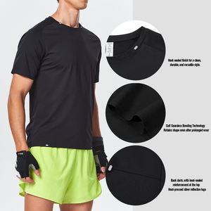 T-shirt en tricot à manches courtes pour homme, couleur unie, coupe classique, style décontracté, séchage rapide, col rond, violet - Product Image 3