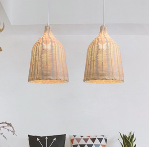 Lámpara Colgante de Ratán en Forma de Campana, Tejida a Mano, Cubierta de Lámpara Colgante Natural para Decoración de Comedor o Cafetería, OEM ODM - Product Image 4