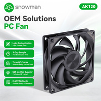 Ventilateur de refroidissement PC SNOWMAN Factory Direct AK120 sans LED, 4 broches PWM, 9 pales, 800-1600 tr/min, roulement fluide haute vitesse, 20dBA, noir et blanc, OEM
