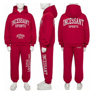 Wholesale Men's Activewear Tracksuit Regular Fit Hooded Printed Solid Custom Design <b>Leisurewear</b> Jogger Suit - Product Image 5