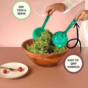 Handmade Resin Salad Server <b>Set</b> – Glossy Beaded Handle Spoon & Fork Tableware Gift - Product Image 2