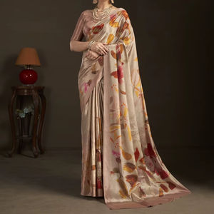 Sari listo para usar y blusa cosida, sari indio de crepé de seda con estampado floral, sari con estampado digital, diseño hermoso - Product Image 1