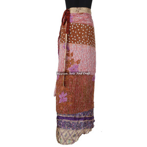Hot-Sale Ladies Latest Wrap <b>Skirt</b> Design in Summer 2026 2 Layer Reversible Magic Silk Saris Wrap Long <b>Skirt</b> <b>Boho</b> Maxi Reversible - Product Image 4