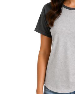 Camiseta raglán gris claro y gris carbón para mujer, informal, con cuello redondo, manga corta, mezcla de algodón suave, top de moda de verano - Product Image 5