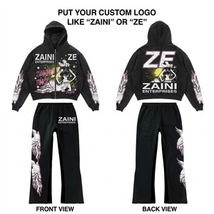Conjunto Deportivo ZAINI para Hombre, Estilo Urbano, Felpa de Algodón Premium de 350 Gramos, Color Blanco, Logotipo Personalizado Bordado/Aplique, Sudadera con Capucha y Pantalones Jogger - Product Image 1