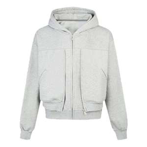 Sweat à capuche zippé pour homme, surdimensionné, de haute qualité, style vintage, effet délavé soleil et usé, délavé à l'acide - Product Image 5