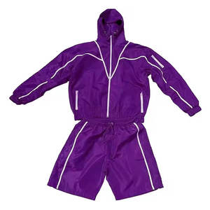 Ensemble short homme sur mesure, coupe-vent deux pièces en polyester et nylon avec fermeture éclair, tenue de sport décontractée, survêtement - Product Image 2