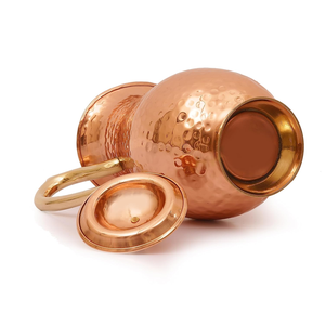 Carafe en cuivre martelé ronde, résistante à la rouille, avec couvercle, pour la décoration de la maison, à des fins décoratives et de cadeaux - Product Image 4