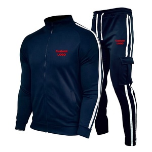 Wholesale <b>Men's</b> <b>Turtle</b> <b>Neck</b> Track Suit With Double Stripe On Side Fitness Slim Fit High <b>Neck</b> Zipper Enclosure Sweat Suit - Product Image 3
