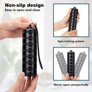 Premium 7-Day 2 Times Day Metal <b>Pill</b> Organizer Waterproof AM PM Travel Case Heavy Duty <b>Pill</b> Storage <b>Holder</b> - Product Image 3