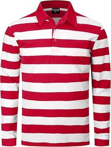 เสื้อเจอร์ซีย์ลายทางสีแดง ขาว น้ำเงิน สำหรับผู้ชาย ผ้าฝ้าย ทรงปกติ แขนสั้น เสื้อกอล์ฟลำลอง สวมใส่สบาย มีสไตล์ ไซส์พลัส - Product Image 6