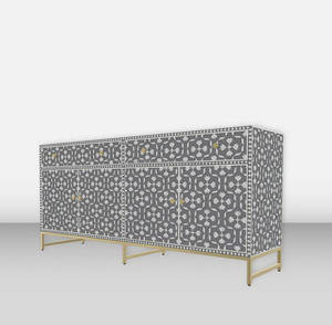 Consola de incrustaciones de hueso Timeless Treasure Gabinete de incrustaciones de hueso de lujo para almacenamiento elegante para muebles de sala de estar a la venta - Product Image 5