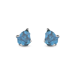 925 Sterling Silver Natural Labradorite Rough Butterfly Lock Stud <b>Earrings</b> Fashion Trendy Dainty Prong Setting Pack of 4 Pairs - Product Image 2