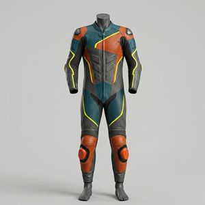 Traje de Motocicleta de Cuero para Hombre, Manga Larga, Bloques de Color, Transpirable, para Todas las Estaciones, Ropa de Carreras - Product Image 1