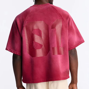 Camisetas Personalizadas al por Mayor para Hombre, Corte Holgado, Algodón Lavado, Cuello Redondo, Estampado de Números, Ropa Urbana, Proveedor a Granel en EE. UU. - Product Image 4