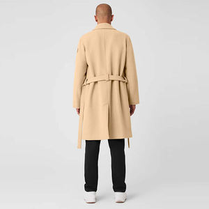 Wholesale Professional Quality Men Winter Overcoat Button Long Coats Quick Dry Cotton <b>Polyester</b> Knitted <b>Fabric</b> Long Sleeves <b>Wool</b> - Product Image 2