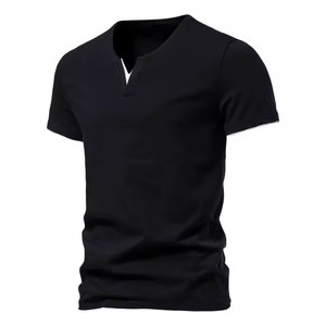 Unisex O-Neck <b>Short</b> <b>Sleeve</b> Knitted <b>Henley</b> Shirt Casual Slim Fit 100% Cotton Solid Color Breathable Quick Dry Anti-Pilling - Product Image 4