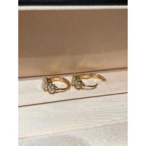 Two Stone Diamond <b>Huggie</b> Earrings Yellow <b>Gold</b> Oval Round Hoop Earrings Elegant Anniversary Gift Minimalist Bridal Jewelry Gift - Product Image 4