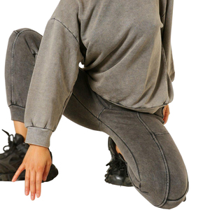 Pantalon de jogging décontracté pour femme, délavé à l'acide, taille basse, uni, avec cordon de serrage, coupe large et ample, style streetwear, 2026 - Product Image 4