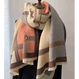 Chal de Cachemira Reversible para Mujer, Diseño de Bloques de Color con Estampado de Caballo, Bufanda y Pashmina con Borlas para Invierno - Product Image 5