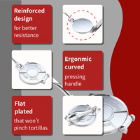 Kwang Hsieh - Machine à tortillas manuelle en aluminium moulé, finition argent brillant, pour camping en extérieur - Qualité alimentaire, écologique, lavage à la main uniquement, pour maïs