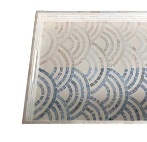Bandeja de nácar al mejor precio, mosaico de azulejos de concha de vieira azul degradado, rectangular, para servir bebidas y cócteles en fiestas. - Product Image 4