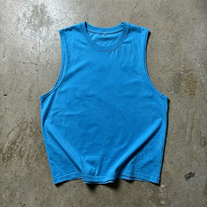 <b>Black</b> Heavyweight Cotton <b>Tank</b> <b>Top</b> Sleeveless Crew Neck Vest Quick Dry Breathable Vintage Washed Streetwear for <b>Men</b> - Product Image 6