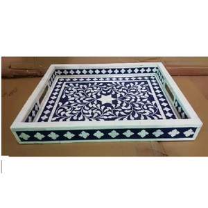 Elegant Bone Inlay Mother of Pearl Eco-Friendly Modern Luxury Dessert & <b>Chocolate</b> Serving Tray for Ramadan Wedding at Low Price - Product Image 2