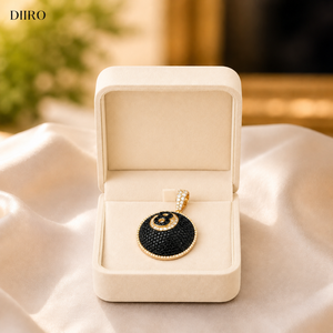 8 Ball <b>Pendant</b> Necklace Black Gemstone Pave Setting 18K <b>Gold</b> Plated Unisex Classic Round Shape Moissanite Jewelry - Product Image 3