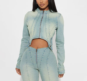 Factory Custom-made Women's Winter Denim Jackets Breathable Woven Stonewashed Reversible Eco-Friendly 340g Polyester/Cotton - Product Image 1