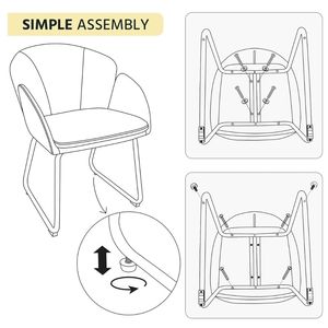 Modern Velvet Accent <b>Armchair</b> with Gold Metal Legs, Upholstered <b>Dining</b> Chair for Living Room, Bedroom, Vanity & Home Office - Product Image 3