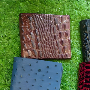 Executive Vibrant Color Genuine Leather Bifold <b>Wallet</b> with Embossed Print and Zipper <b>Coin</b> Pocket Professional Stylish Design - Product Image 4