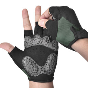 <b>Half</b> Finger Cycling Gloves Unisex Black Green Panelled Non <b>Slip</b> Racing Gloves Universal Size - Product Image 2
