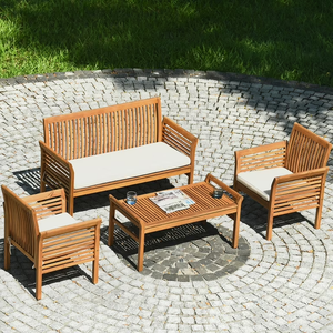 Venta al por mayor Hotel muebles de madera al aire libre impermeable Villa madera de teca maciza al aire libre jardín sofá conjuntos - Product Image 1