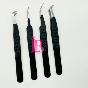 High Quality Black Eyelash Extension Tweezers <b>mink</b> <b>Lash</b> Tweezers Professional Eyelashes Stainless Steel Logo Offer Sustainable - Product Image 2