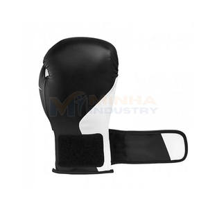 Professional Boxing Training Gloves for Adults Faux Leather <b>Velcro</b> Closure Adjustable Wrist <b>Strap</b> Black and White - Product Image 1