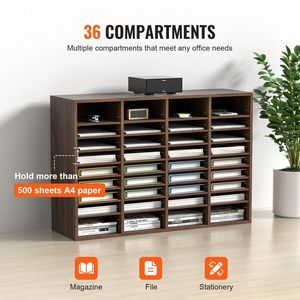 Organizzatori in Legno Regolabili per Documenti con 36 Scomparti, Classificatore per Ufficio 39.3x12x26.8 Pollici, Organizzatori da Parete con Chiave - Product Image 4