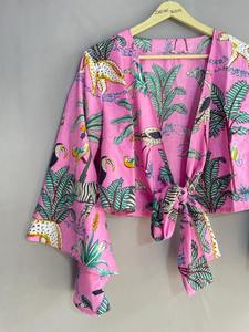 Indian Cotton Block Print Tie Dye Crop Top Handmade Bohemian Style Women Summer Casual Party Wear Floral <b>Boho</b> Top Free Size - Product Image 6